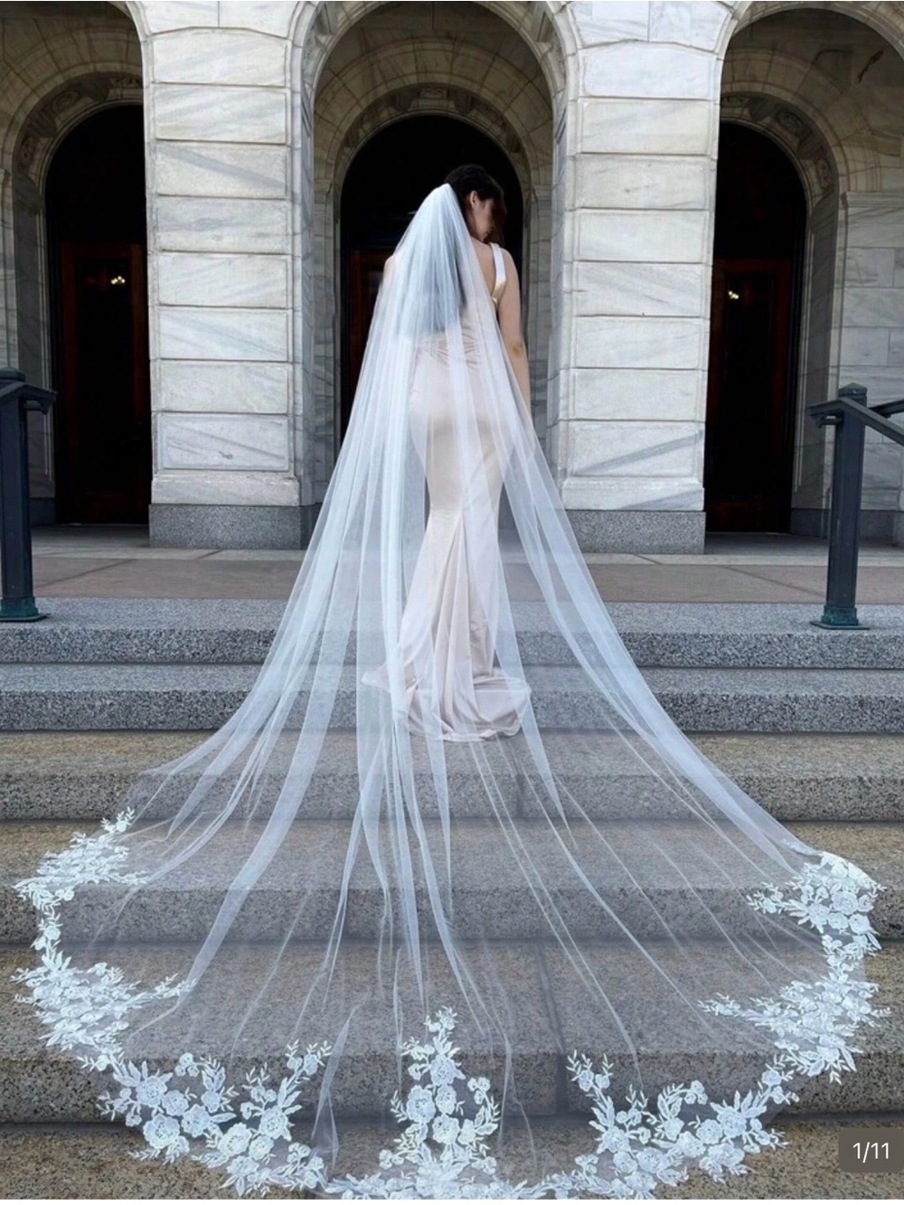 Cathedral Lace Wedding Bridal Veil With Comb